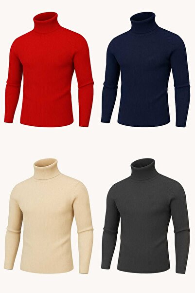 ANATOLIATEKSTILE 🧶 Men's Slim Fit briefcase made of fine knitwear - elegant, warm and comfortable Set of 4 pieces