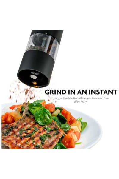 UNİBOX Spice Grinder Set 2 Pieces, Automatic, Stainless Steel Blade, Batteries, LED Lighting, Adjustable Thickness