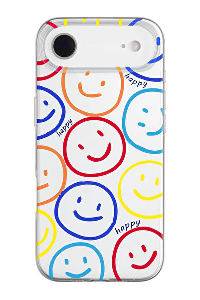 shoptocase حافظة هاتف من السيليكون الشفاف بنمط Happy Smile متوافقة مع هاتف iP...