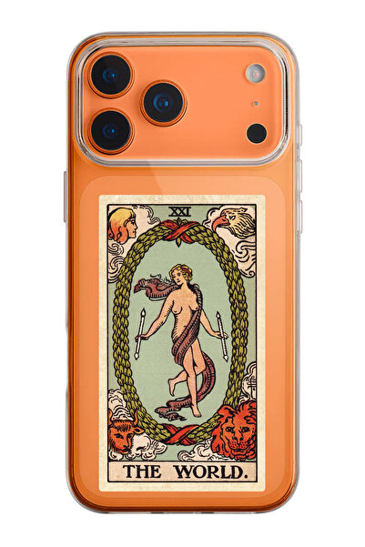 shoptocase iPhone 17 Pro Compatible the World Tarot Pattern Transparent Silicone Phone Case