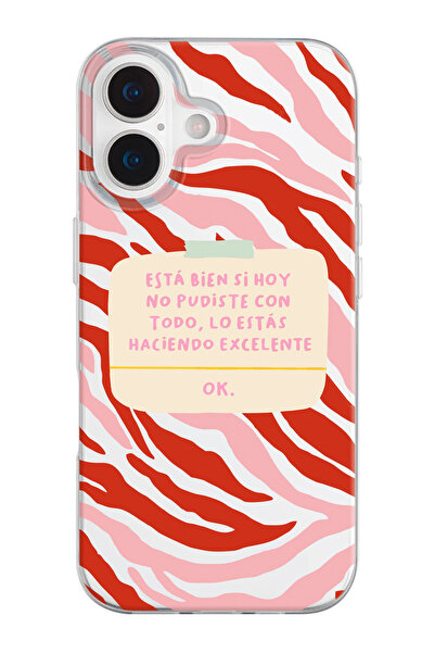 shoptocase iPhone 17 Uyumlu Esta Bien Si Desenli Şeffaf Silikon Telefon Kılıfı