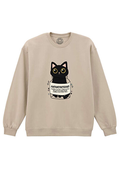 Cu Pisici Antidepressant Printed Sweatshirt, Unisex