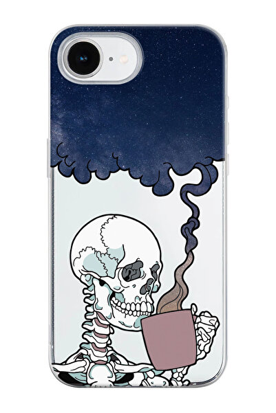 shoptocase غطاء هاتف شفاف من السيليكون بنمط جمجمة متأملة متوافق مع آيفون 16E