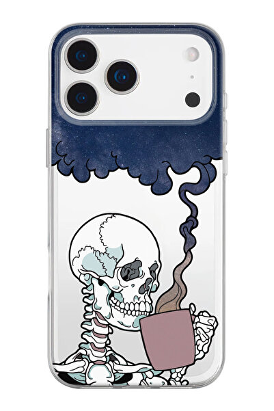 shoptocase iPhone 17 Pro Max Uyumlu Düşünceli Kurukafa Desenli Şeffaf Silikon...