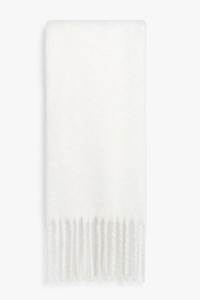 Melissa Boutique Women's Cream Soft Puffy Tassel Detailed Scarf
