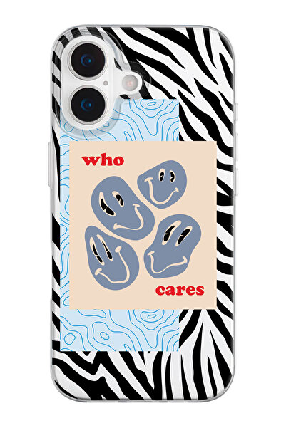 shoptocase iPhone 17 Uyumlu Who Cares Desenli Şeffaf Silikon Telefon Kılıfı