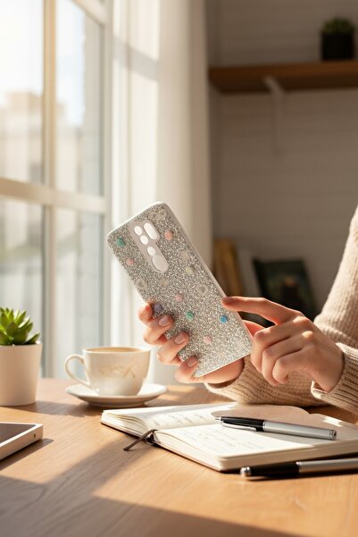 batuteknoloji Xiaomi Redmi Note 8 Pro Fiyonk Kalp Desenli Kırçıllı Taşlı BTU ...