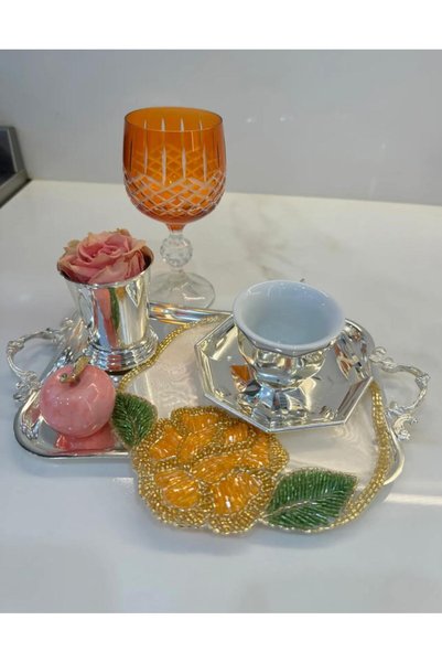 Merve Kaymakcı Special Series Stone Rose Presentation Napkin Orange