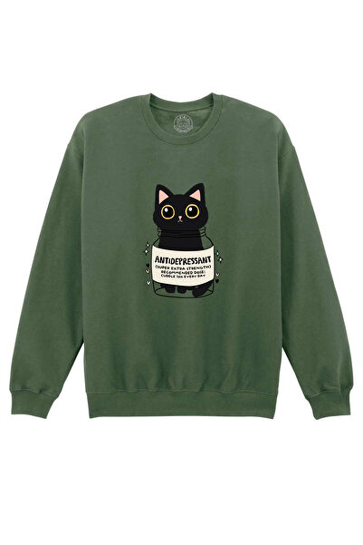 Cu Pisici Antidepressant Printed Sweatshirt, Unisex