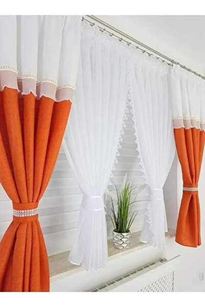 ARYHOME Curtain set with curtain 4m width x 160cm height, ready sewn