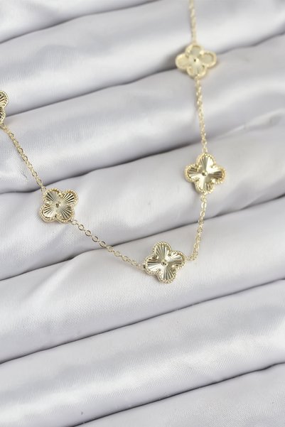 Acousticworld Brass Gold Color Clover Women's Necklace
