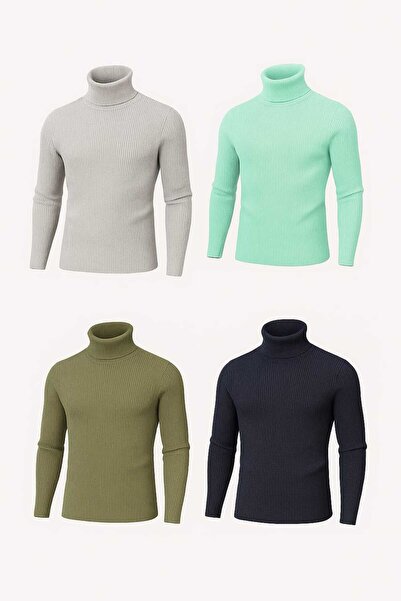 ANATOLIATEKSTILE 🧶 Men's Slim Fit briefcase made of fine knitwear - elegant, warm and comfortable Set of 4 pieces