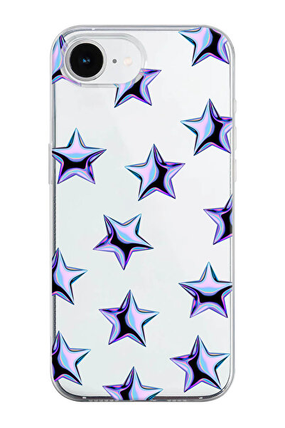 shoptocase Purple Stars Pattern Clear Silicone Phone Case Compatible with iPh...