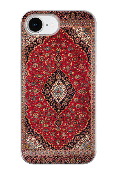 shoptocase iPhone 16E Compatible Vintage Carpet Pattern Transparent Silicone Phone Case