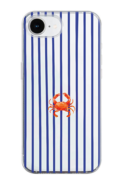 shoptocase iPhone 16E Uyumlu Yengeç Desenli Şeffaf Silikon Telefon Kılıfı