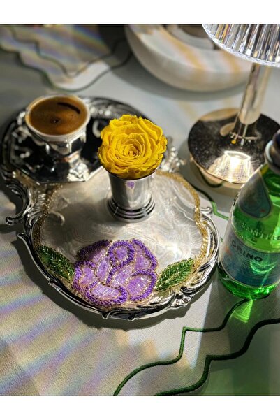 Merve Kaymakcı Özel Seri Taşlı Gül Sunum Peçetesi Mor