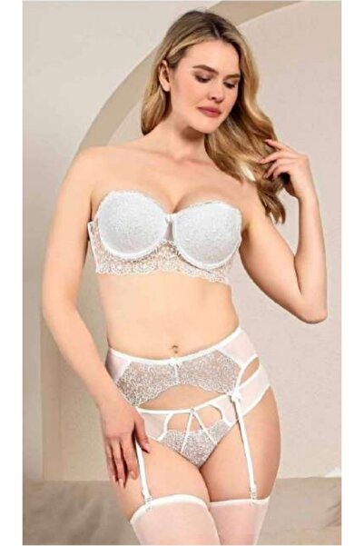 by İGP Supported Push up Strapless Bra Panty and Garter Set