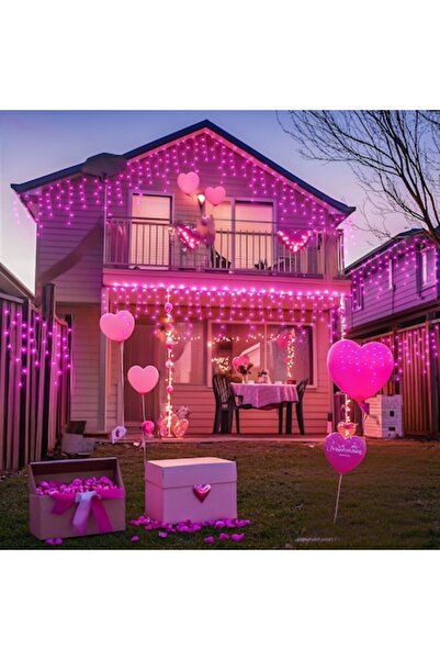 OEM Christmas Icicle LED Curtain Lights Flash, 23.5 m, 500 LEDs, Waterproof, Pink