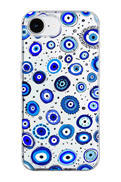 shoptocase iPhone 16E Compatible Evil Eye Beads Patterned Transparent Silicon...