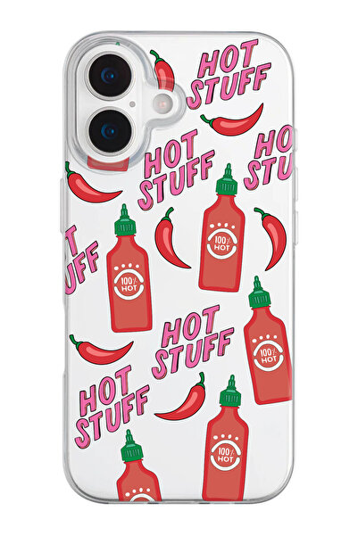shoptocase iPhone 17 Uyumlu Hot Stuff Desenli Şeffaf Silikon Telefon Kılıfı