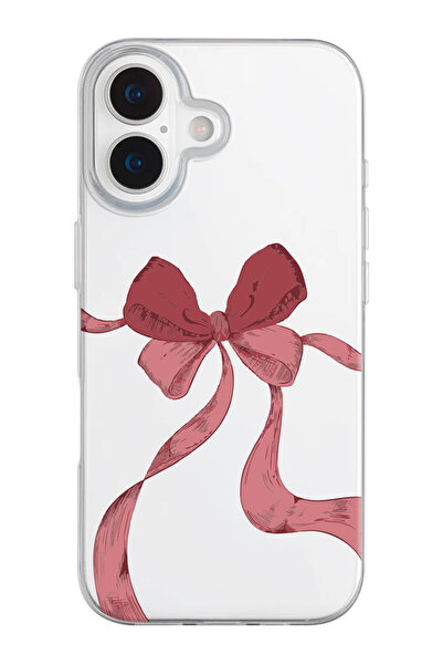 shoptocase iPhone 17 Uyumlu Kurdele Buketi Desenli Şeffaf Silikon Telefon Kılıfı