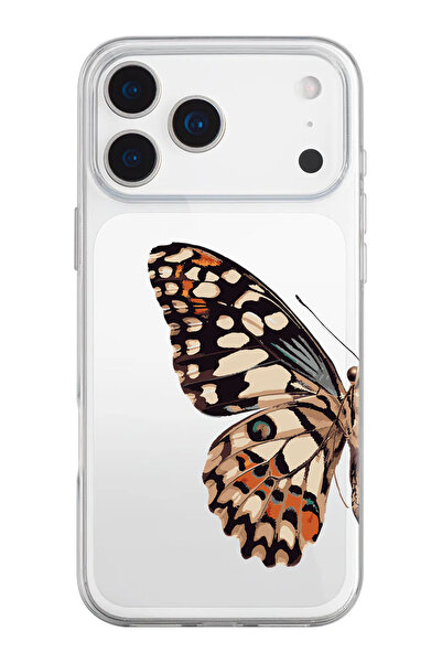 shoptocase iPhone 17 Pro Max Uyumlu Kelebek Desenli Şeffaf Silikon Telefon Kı...