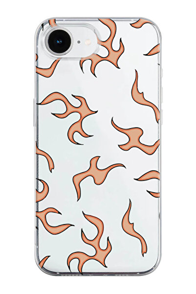 shoptocase غطاء هاتف شفاف من السيليكون بنمط أجزاء اللهب متوافق مع آيفون 16E