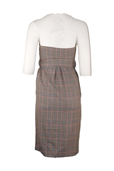 ONLY Claria Check Dress - XS, Beige, 40% viscose, 34% nylon, 24% polyester, 2% spandex