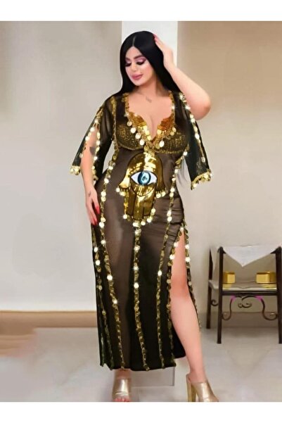 RAHAF TİCARET Altın Madeni Paralarla Süslenmiş Oryantal Dans Kostümü