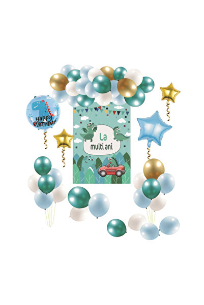 Mirific Party Set of 44 balloons, green, white, blue, dinosaur (PPTZ5365)