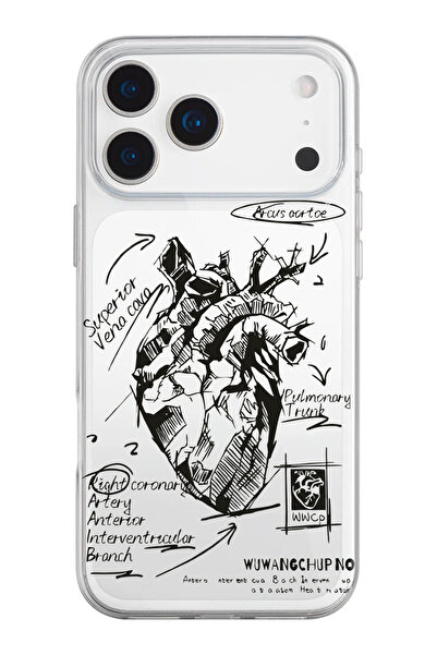 shoptocase iPhone 17 Pro Max Uyumlu Anatomik Kalp Desenli Şeffaf Silikon Tele...