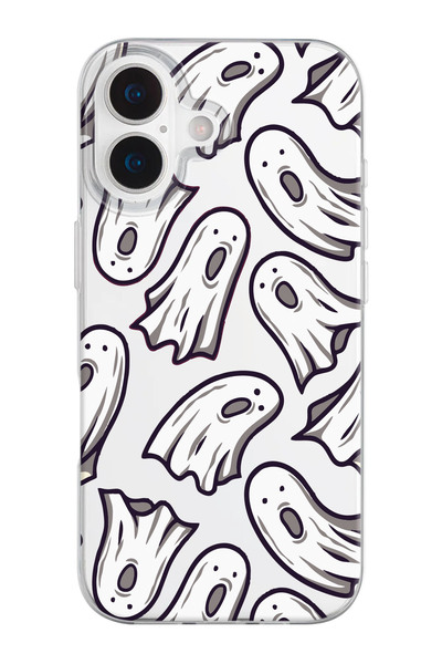 shoptocase iPhone 17 Uyumlu Hayaletler Desenli Şeffaf Silikon Telefon Kılıfı