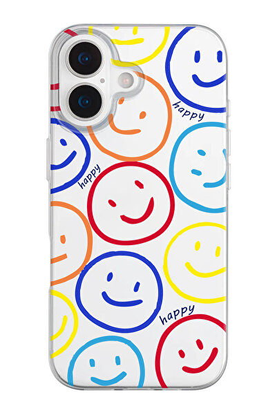 shoptocase iPhone 17 Compatible Happy Smile Patterned Transparent Silicone Ph...