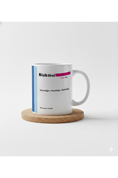 TOMRİSH SHOP Bisiktrol İlaç Baskılı Porselen Kupa -Komik Mizah -Yazılı Bardak