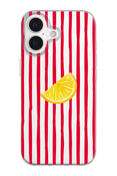 shoptocase iPhone 17 Uyumlu Summer Lime Desenli Şeffaf Silikon Telefon Kılıfı