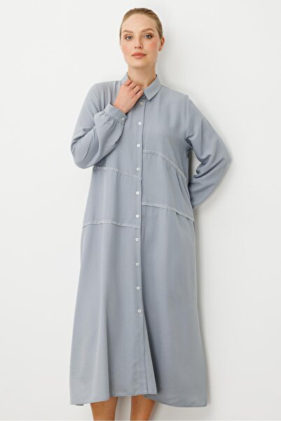 Micca Chooban Dikiş Detaylı İpekçe Kumaş Konforlu Kap Ferace-Gri