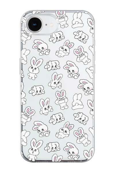 shoptocase iPhone 16E Compatible Rabbit Pattern Transparent Silicone Phone Case