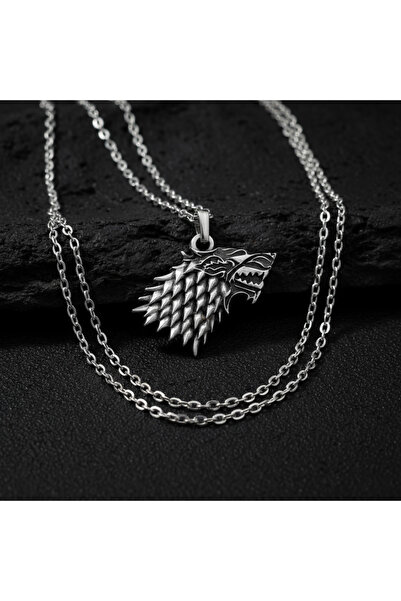 Alooya Game Of Thrones Kurt Gümüş Kaplama Düz Zincir Kolye