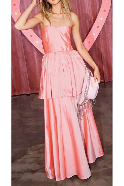 NASTY GAL Rochie tip bandeau roz din tafta - 32, roz, 100% poliester