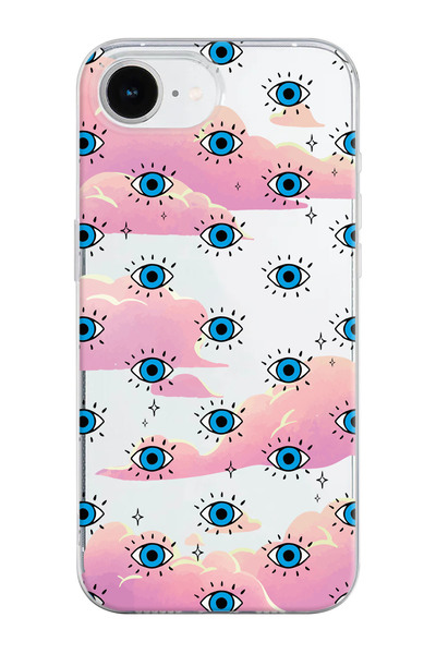 shoptocase iPhone 16E Compatible Cloud Eyes Patterned Transparent Silicone Ph...