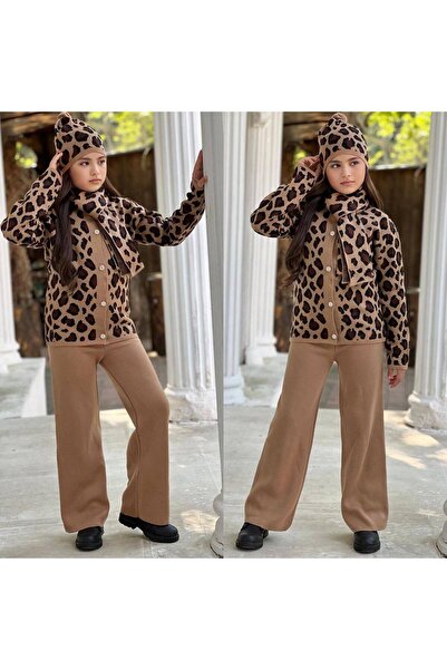 zavera for kids Girl's Leopard Knitwear 4-Piece Set - 100% Cotton