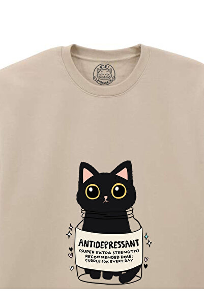 Cu Pisici Antidepressant Printed Sweatshirt, Unisex
