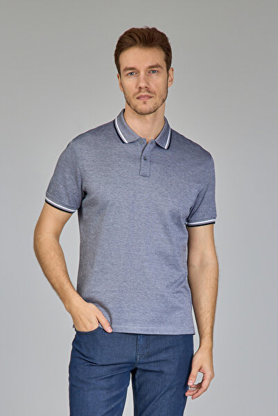 Bisse Supima Shirt Collar Cool Touch Navy Blue Men's T-Shirt