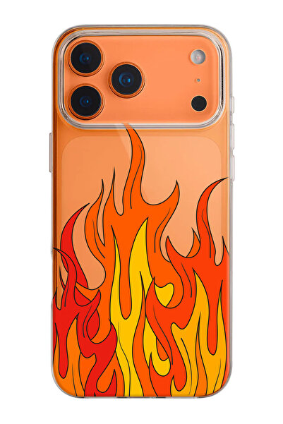 shoptocase iPhone 17 Pro Compatible Flames Pattern Transparent Silicone Phone...