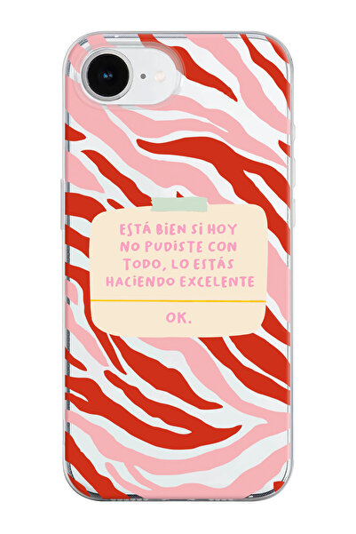 shoptocase iPhone 16E Uyumlu Esta Bien Si Desenli Şeffaf Silikon Telefon Kılıfı