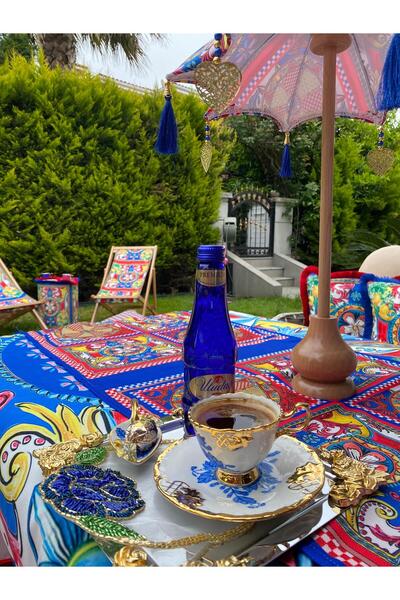 Merve Kaymakcı Özel Seri Taşlı Gül Sunum Peçetesi Mavi