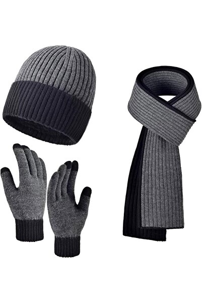 genernic LINJI Winter Beanie, Scarf and Touchscreen Gloves Set - Unisex