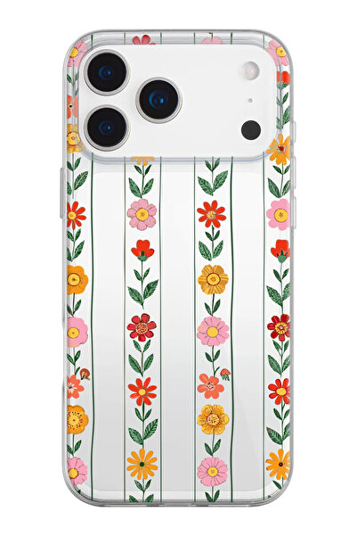 shoptocase iPhone 17 Pro Max Compatible Flower Ivy Pattern Transparent Silicone Phone Case