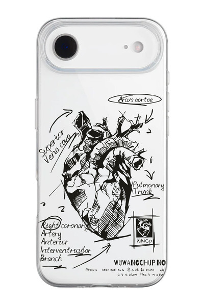 shoptocase iPhone 17 Air Compatible Anatomical Heart Pattern Transparent Silicone Phone Case