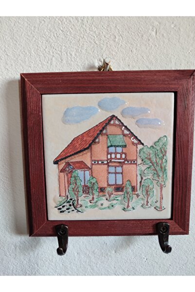 Decozenith Vintage Seramik Duvar Askılığı Anahtarlık – Ahşap Çerçeveli Dekora...